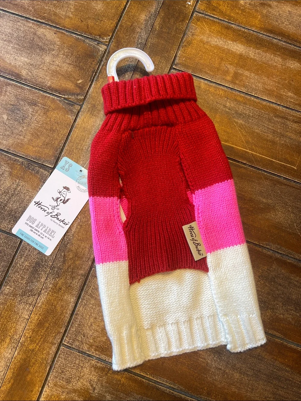 Dog Red Pink and White Colorblock Turtleneck Sweater